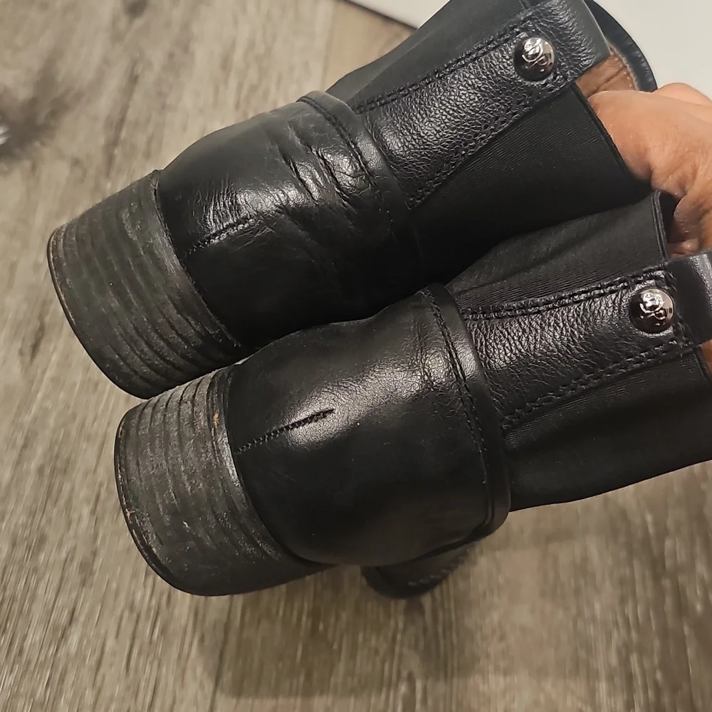 Donald J. Pliner Black Studded Leather Boots Union Jack Pronto Vibes